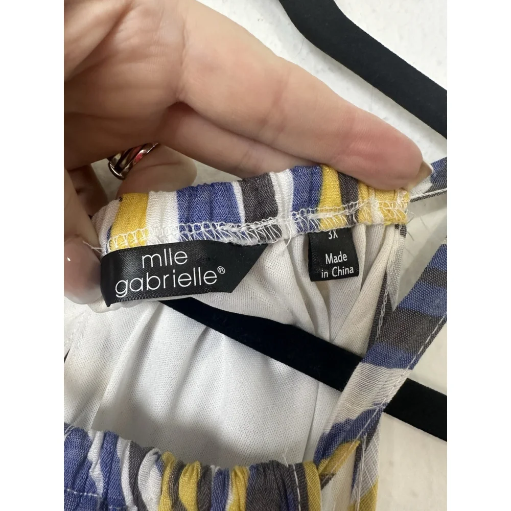 Mlle Gabrielle Halter Tiered Hi Low Maxi Dress Size 3X Abstract Boho Flowy Party - Picture 4 of 16